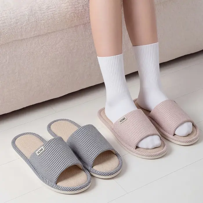 Pantoufles en lin pour hommes et femmes