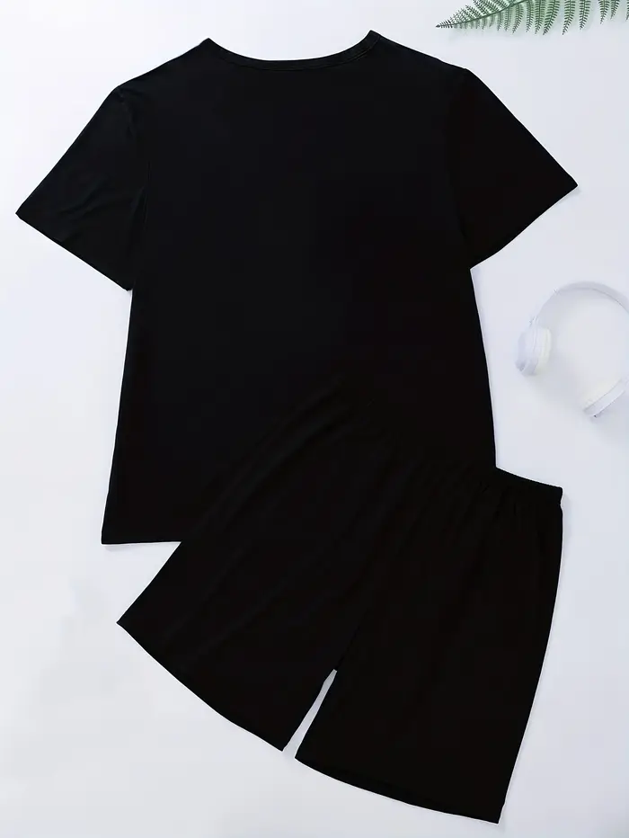 Pyjama deux pièces pour hommes ensemble de vêtements de maison à manches courtes et shorts motif géométrique à la mode pour printemps été automne et hiver