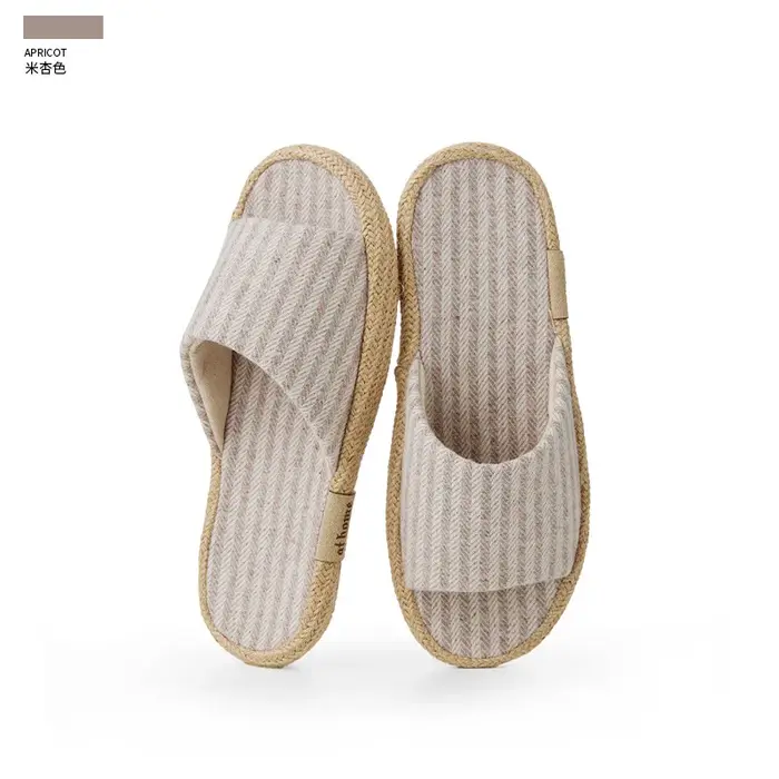 Pantoufles en coton et lin de style japonais pour femmes et hommes, chaussures de loisirs, style ray