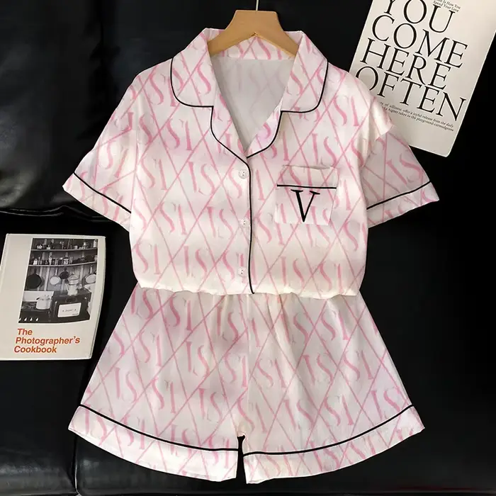 Ensemble pyjama minimaliste à manches courtes de Style coréen pour femmes