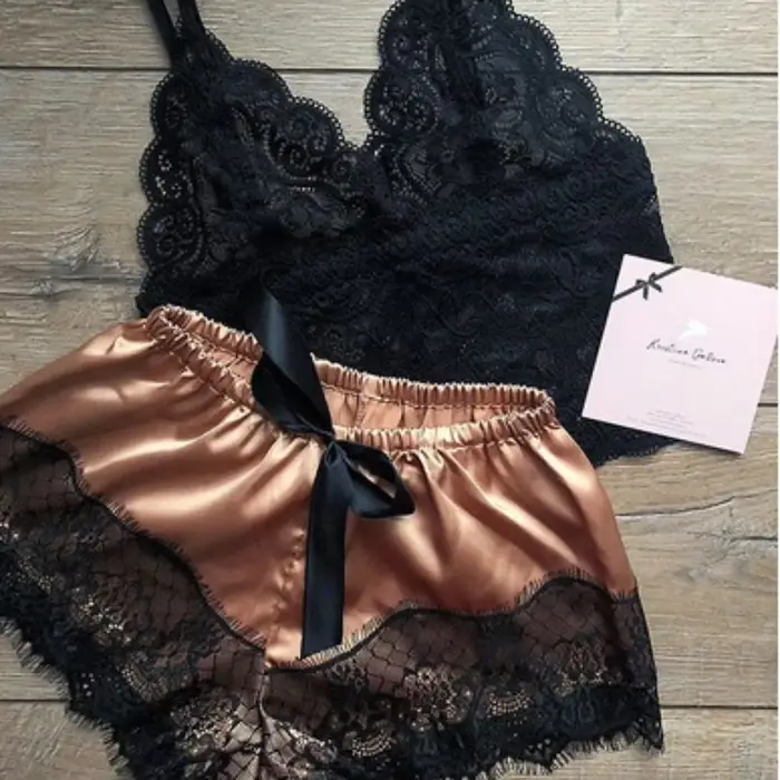 Ensembles de pyjama Pyjamas sexy pour femmes 2 pièces Top Shorts Ensemble Vêtements de nuit