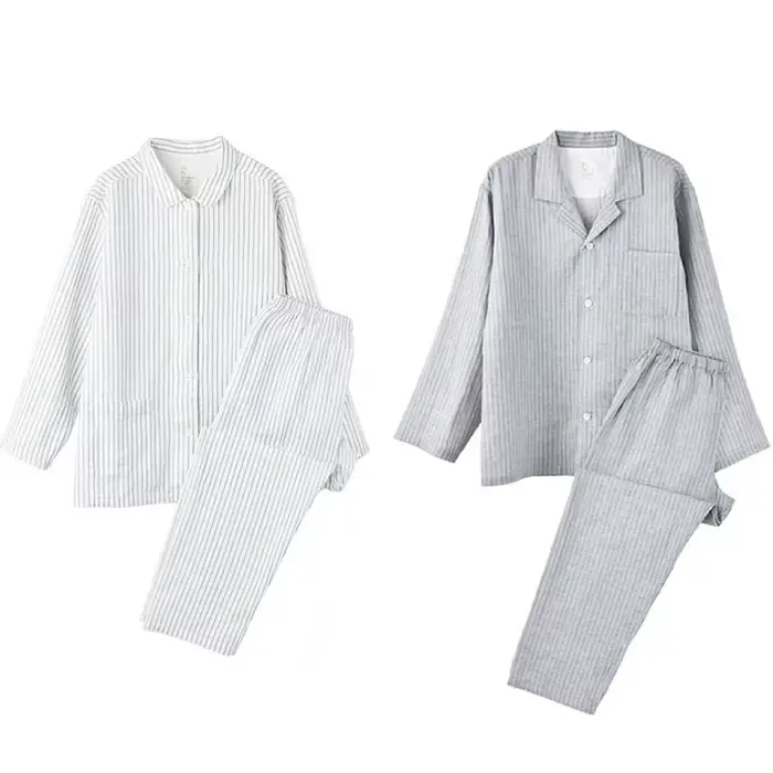 Pyjama de couple rayé à manches longues pour femmes