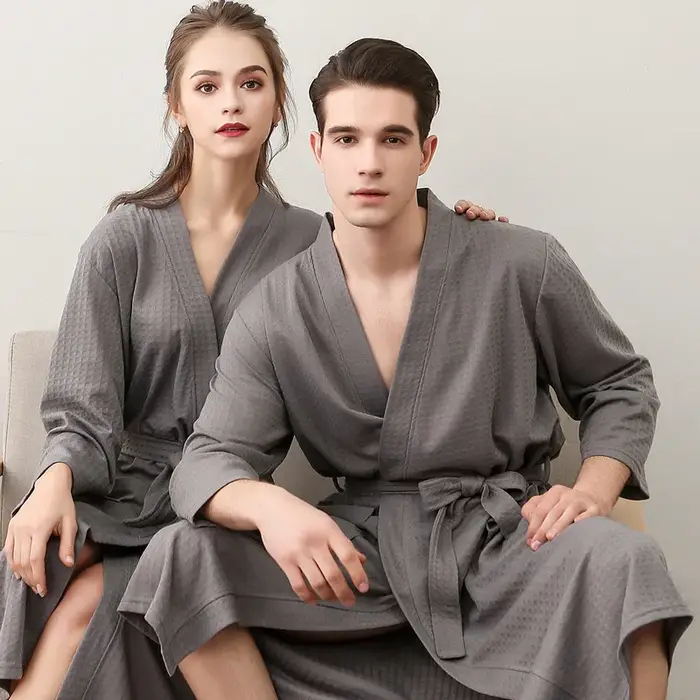 Femmes hommes pyjamas peignoir Couples gaufre