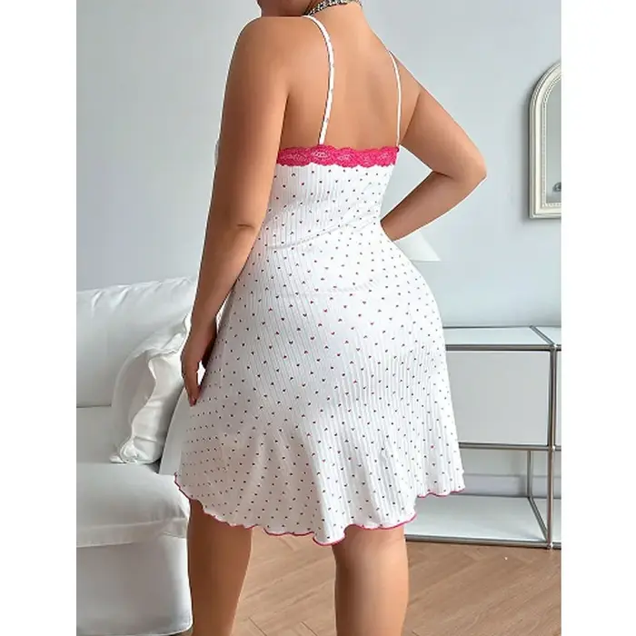 XL-5XL grande taille jarretelle chemise de nuit femmes dentelle col en v genou longueur pyjama robe Sexy complet glisse mince vêtements de nuit vêtements de détente