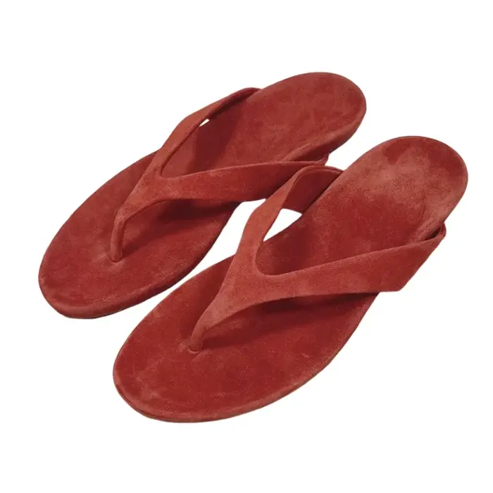 Tongs de plage confortables en cuir suédé de mouton pleine fleur 100 %, chaussures à coupe large pou
