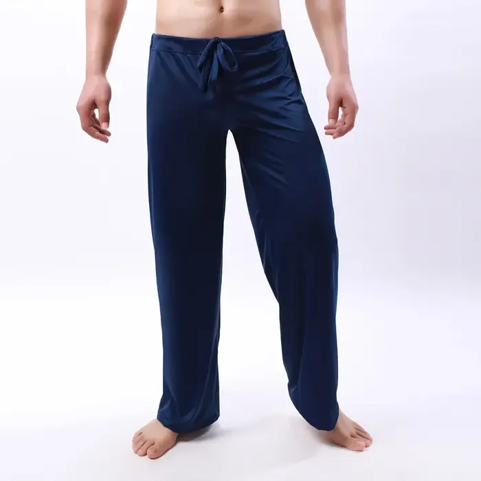 Pyjamas pour hommes sexy cravate leggings confortable maison vêtements de nuit loisirs pieds larges