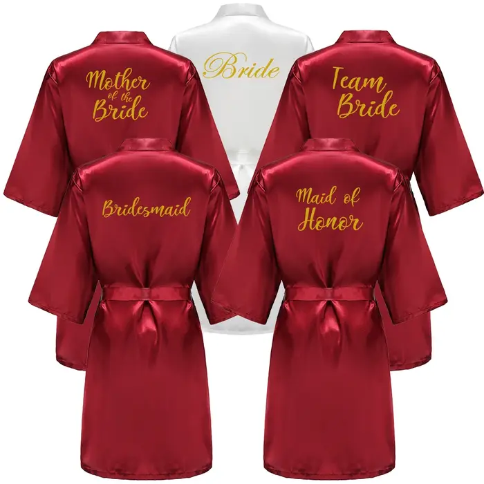 Peignoir Bordeaux avec Lettres Dorées pour Femme