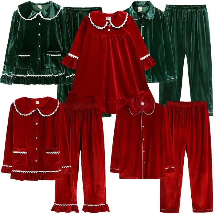 Pyjamas de noël enfants garçons filles pyjamas en velours infantile Pjs de noël enfant en bas âge cadeau de fête du nouvel an Pijamas vert rouge vêtements de nuit
