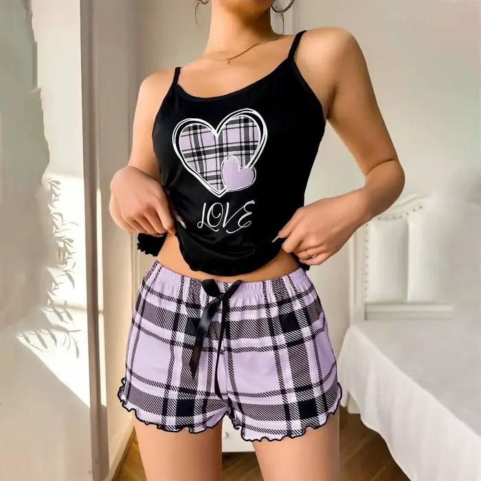 Ensemble de pyjama pour femme Fashion Love Heart