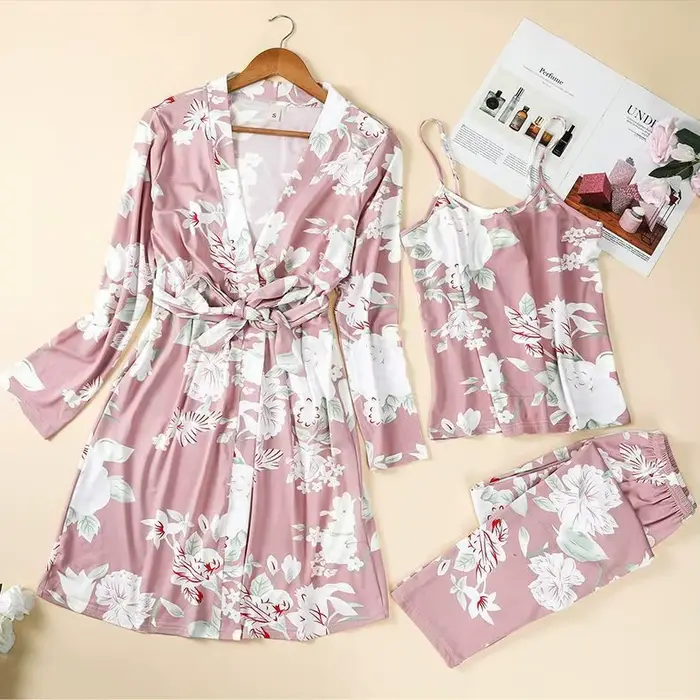 Ensemble pyjama 3 pièces pour femmes, vêtements de maison, Style fin, confortable, décontracté, Simp