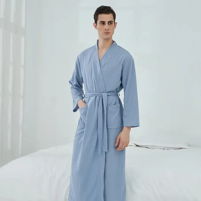 Peignoir pour hommes femme longue absorbante Terry Robe de bain Kimono hommes serviette peignoir solide vêtements de nuit femmes Robe de chambre