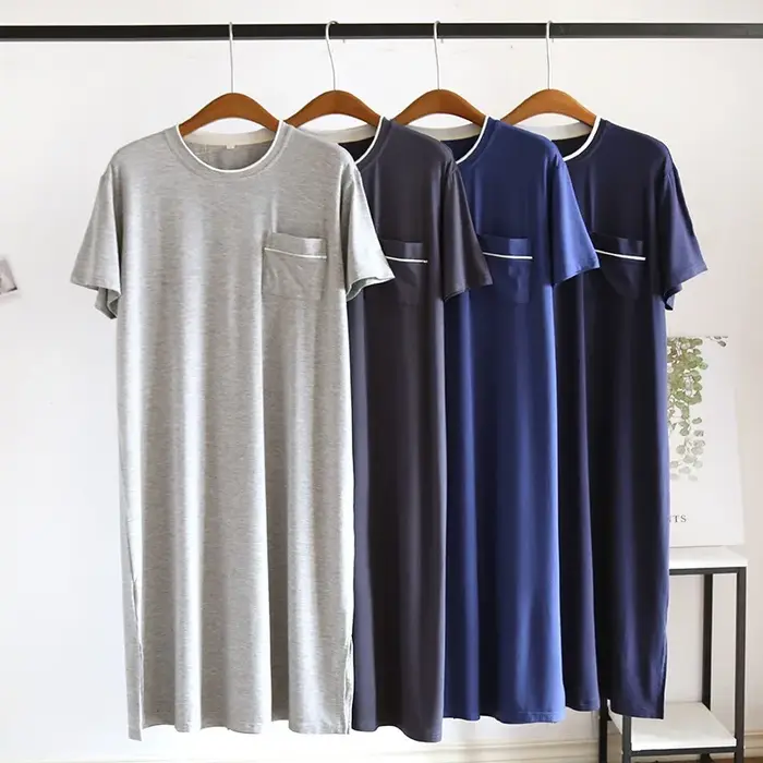 Chemise de nuit une pièce à manches courtes pour hommes