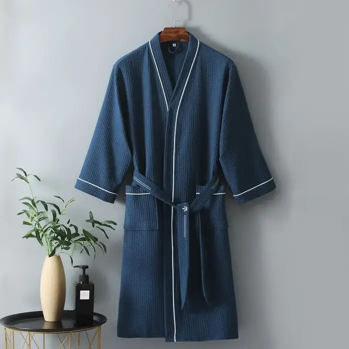 Peignoir d'hôtel de haute qualité pour femmes, Robes Yukata en coton gaufré pour Couples, Robe mi-lo