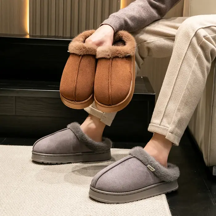 Chaussons moelleux avec doublure en fourrure pour couples