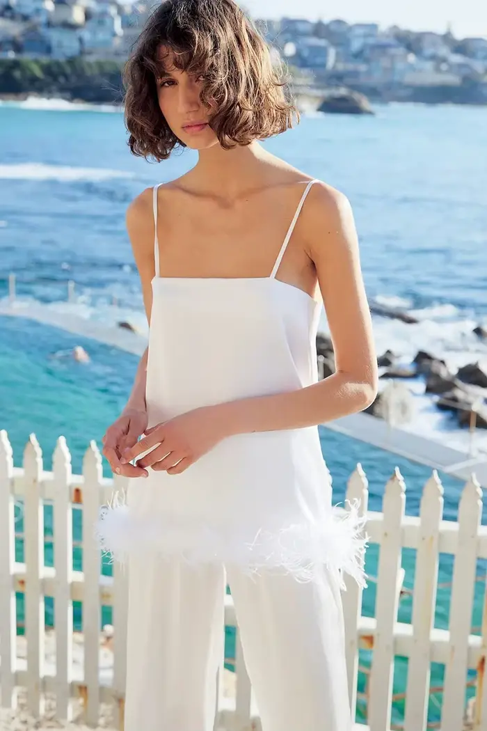 Pyjama en Satin avec plumes pour femmes