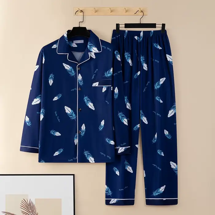 Nouvel ensemble de pyjama décontracté pour homme, pantalon à manches longues, tenue d'intérieur pour étudiant, ensemble de sportswear élégant à porter à l'extérieur
