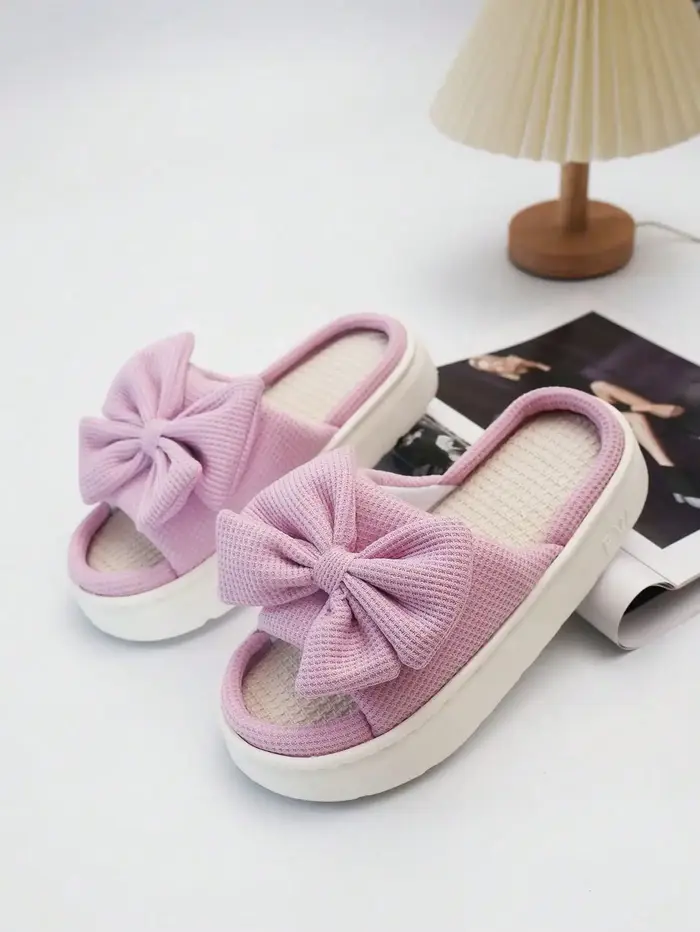 Chaussons respirants en lin pour femmes, antidérapants et silencieux à semelle épaisse pour la maiso