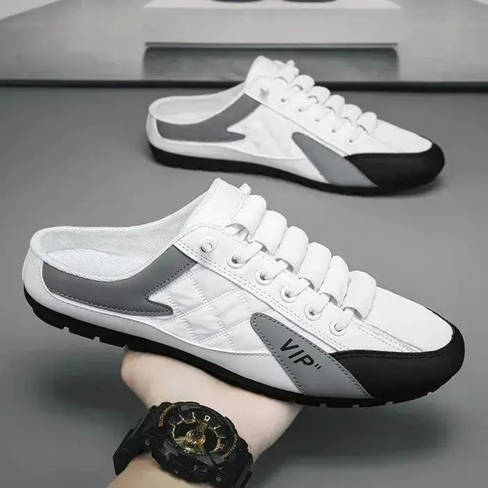 Pantoufles d'été pour hommes, chaussures décontractées à fond plat, tendance, chaussures de soutien à semelle souple, baskets pour hommes