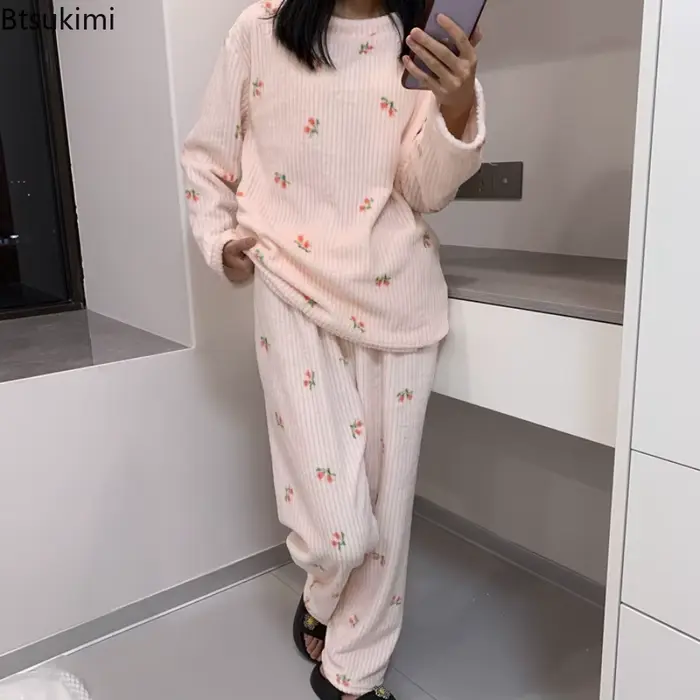 Pyjama chaud d'automne et d'hiver pour femmes