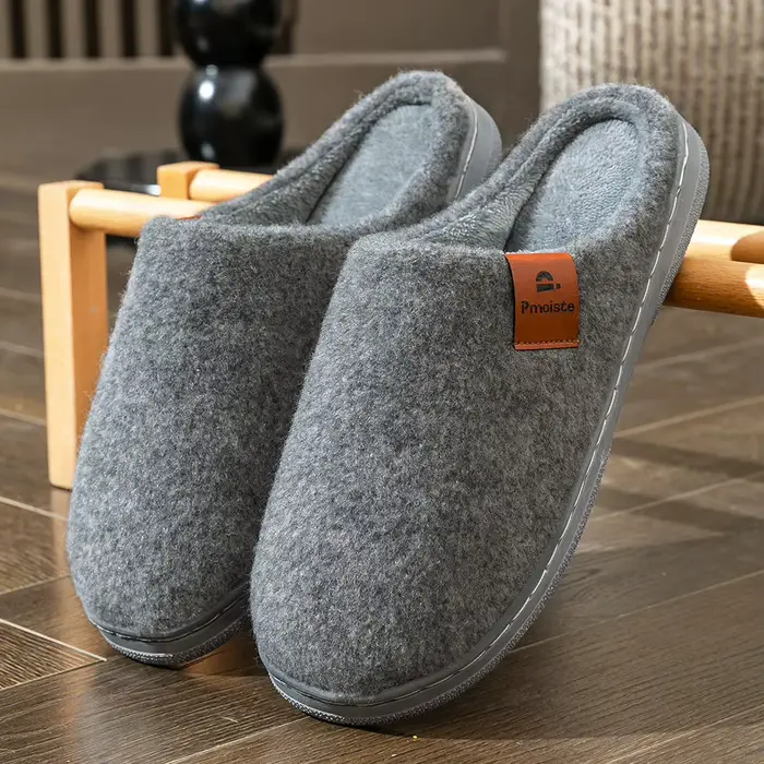 Pantoufles d'hiver à plateforme en feutre pour hommes, coussin Ultra chaud, confortable, antidérapan