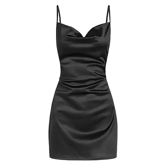 Mini robe smockée en satin pour femme