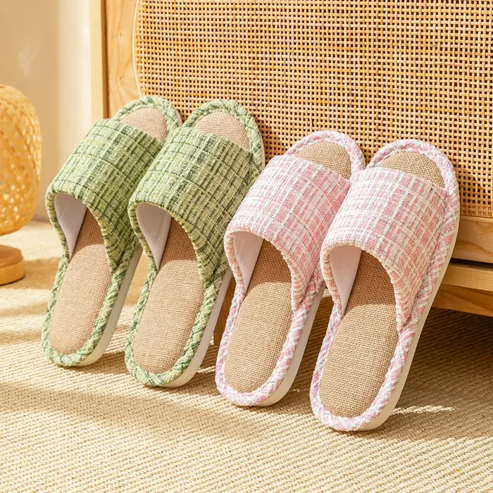 Pantoufles de maison en lin pour femmes