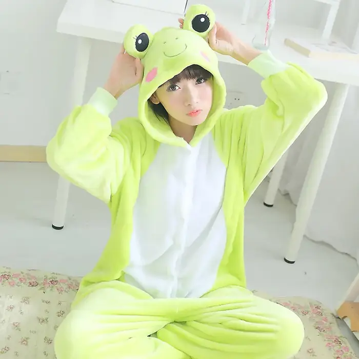 Pyjama Anime Onesie pour Adultes, Vêtements de Nuit Unisexes, Animal Mignon Cosplay, Costume Grenoui