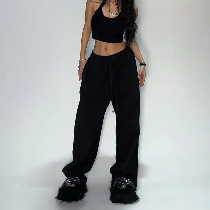Pantalon ample à jambes droites pour hommes et femmes, décontracté, rayé, tendance, marque de rue, H
