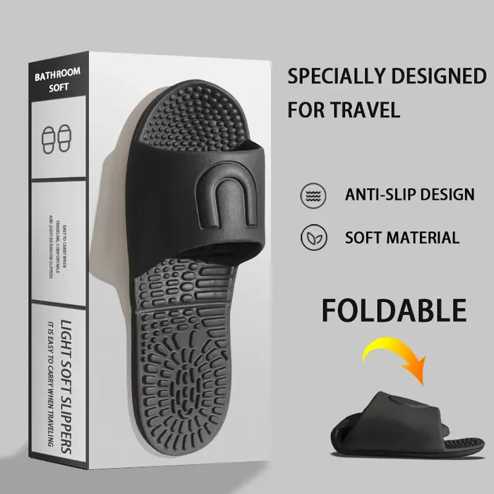Pantoufles portables pliables pour hommes, sandales de voyage d'hôtel, pantoufles de maison antidéra