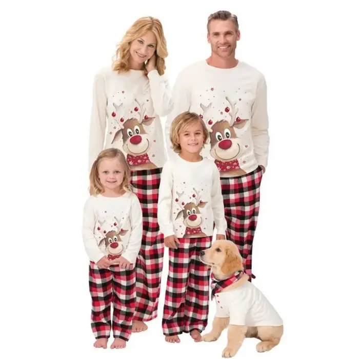 Pyjama de Noël assressentipour la famille, 2024 coton, cerf mignon, vêtements de nuit pour adultes e
