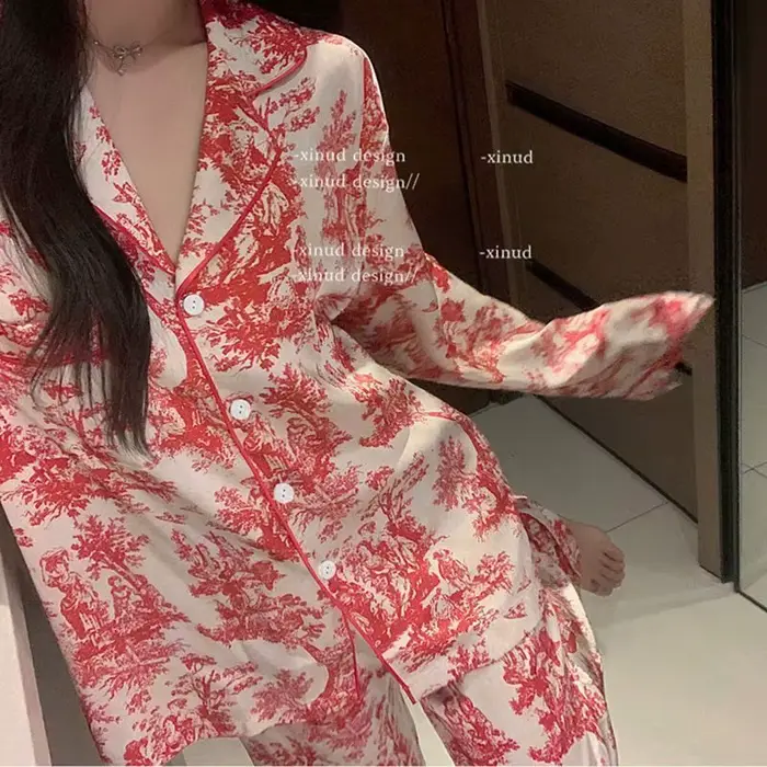 Pyjamas à manches longues femmes femme pyjama ensemble vêtements de maison