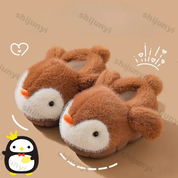 Mignon pingouin garçons filles coton pantoufles 2025 nouvelle mode d'hiver enfants Eva