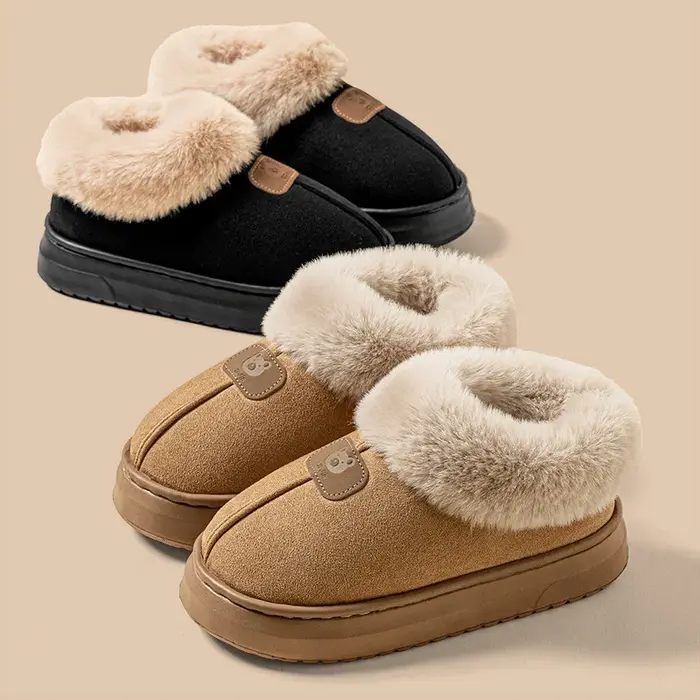 Pantoufles d'hiver doublées en polaire pour hommes et femmes