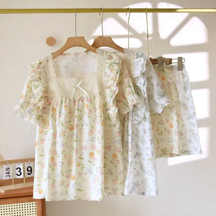 Ensemble pyjama short imprimé Floral pour femmes