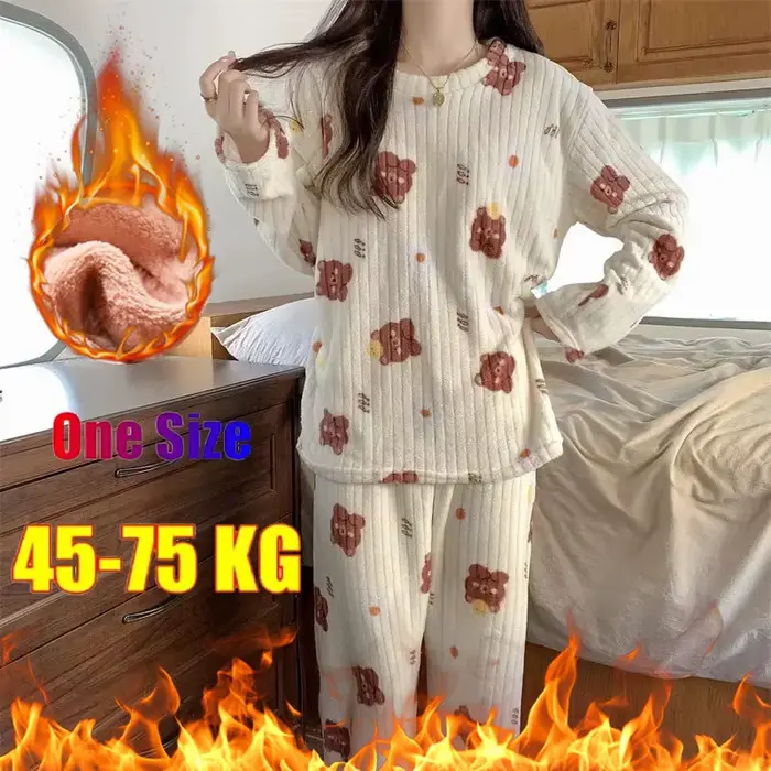 Ensemble de pyjama en velours corail pour femmes