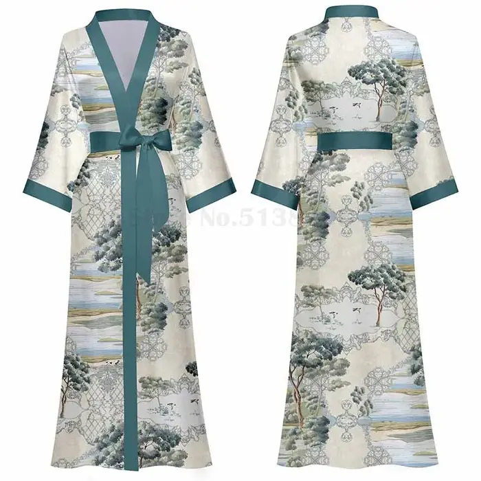Printemps vêtements de nuit pour femmes longue Robe chemise