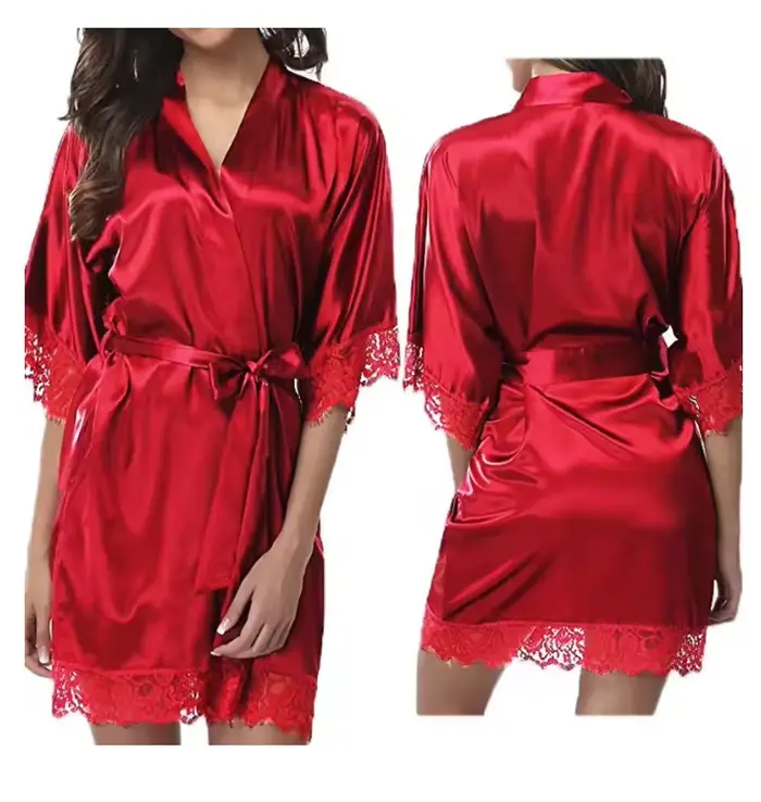 Robe de chambre en satin pour femmes