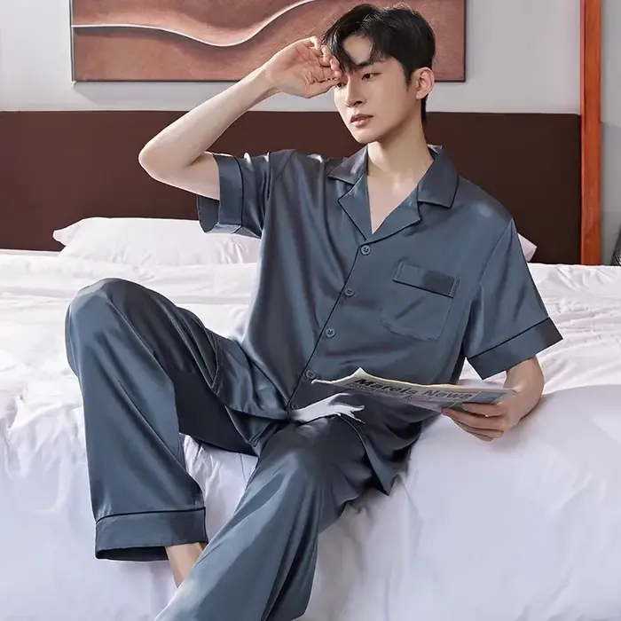 Pyjama d'été en soie glacée pour hommes