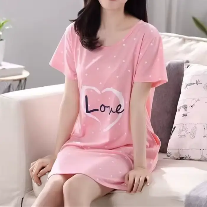 T-shirt imprimé sexy et mignon pour femme, chemise de nuit, vêtements de maison, tenue décontractée ample grande taille