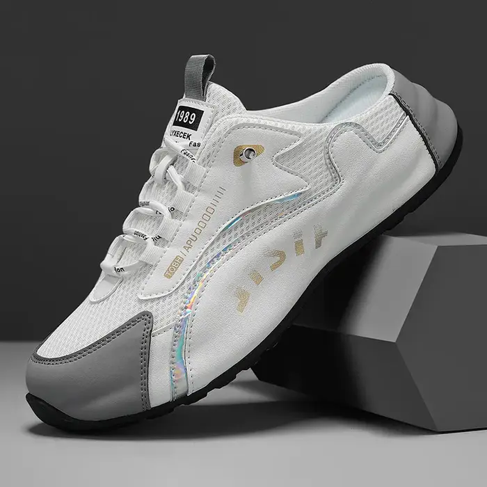 Grands chaussons pour hommes été respirant maille pantoufles mode chaussures décontractées à semelle
