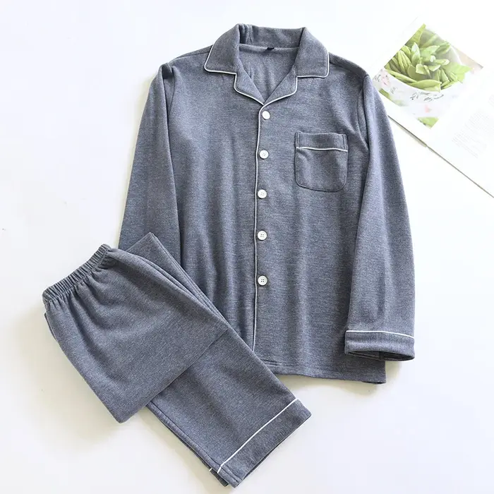 Nouvel ensemble de pyjama deux pièces pour homme automne-hiver 2026 – Tenue de nuit simple, couleur