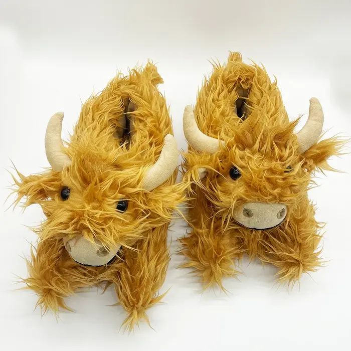 Highland vache mode pantoufles hiver moelleux bétail en peluche pantoufle femmes écossais vache chau