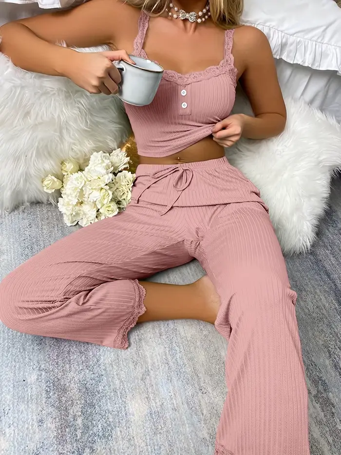 Ensemble pyjama côtelé pour femmes