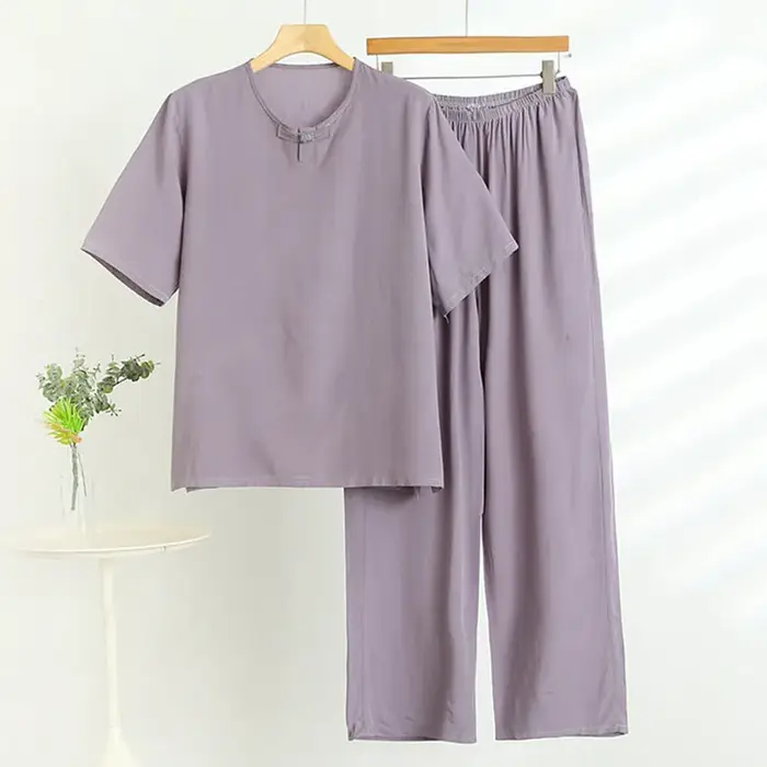 Pyjamas en coton pour hommes nouvelle grande taille vêtements de nuit à manches courtes haut pantalon ensemble salon