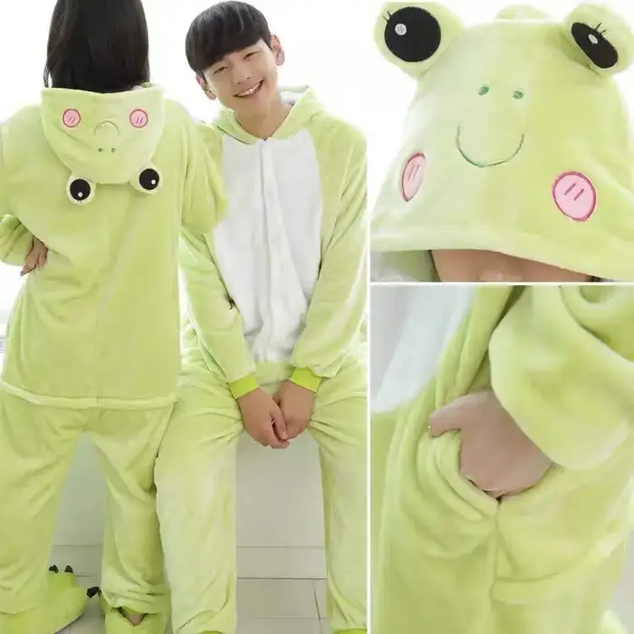 Grenouille unisexe adultes flanelle animal Pyjamas cosplay Pijama Onesies