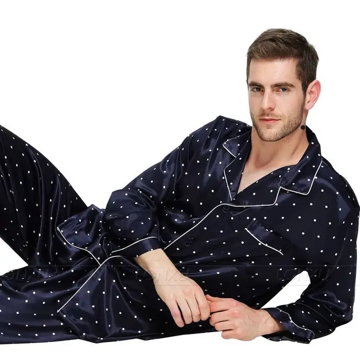 Ensemble de pyjamas en satin de soie pour hommes