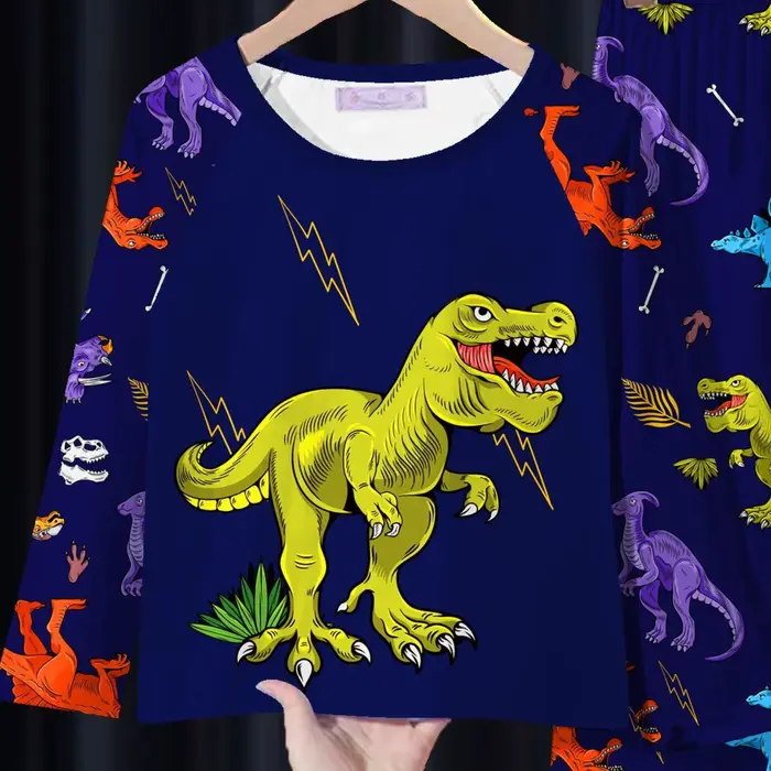 Pyjama imprimé dinosaure à manches longues pour garçons