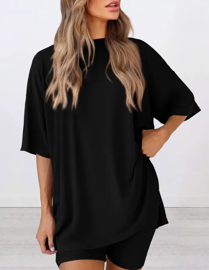Ensemble décontracté tendance été 2026 – Robe de nuit ample et confortable de couleur unie pour femme