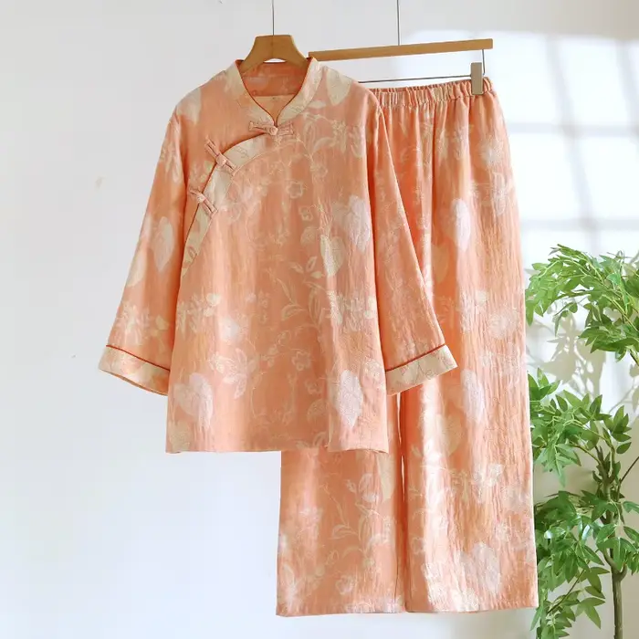 Ensemble pyjama en coton Jacquard pour femmes