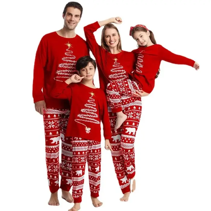 Nouvelle famille correspondant pyjamas noël Parent-enfant mère fille coton costume printemps automne père fils dessin animé haut pantalon ensemble